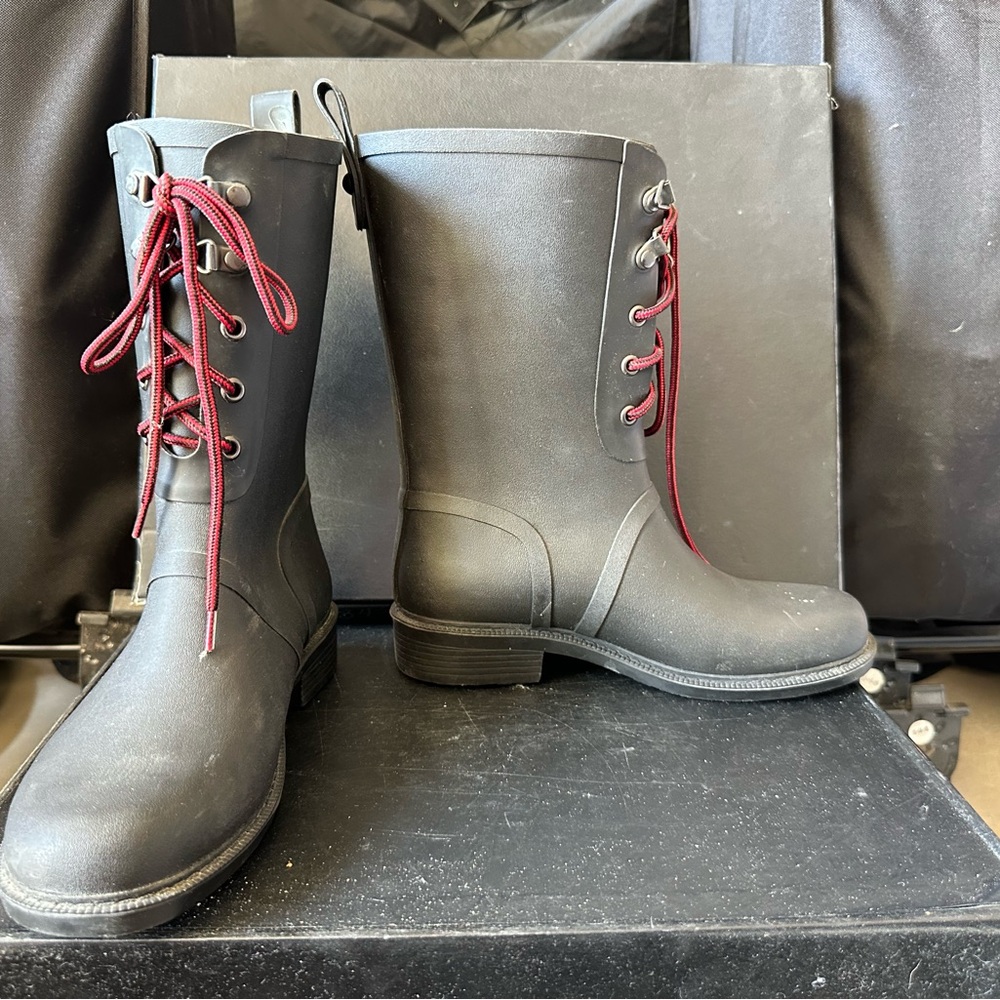 NWT Merona Black Rubber Wellies